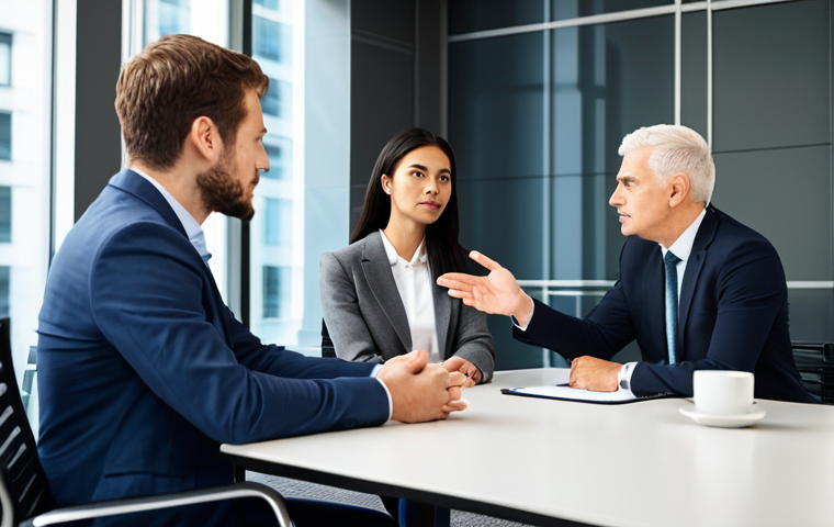 A diverse group of professionals in a modern, well-lit conference room, engaged in a collaborative discussion. One person maintains direct, respectful eye contact, while another subtly shifts their gaze, demonstrating cultural deference. A third individual uses open, inviting hand gestures, and a fourth has their arms subtly crossed, indicating thoughtful consideration. All subjects are fully clothed in modest business attire and professional dress. The scene depicts natural interactions, perfect anatomy, correct proportions, natural pose, well-formed hands, proper finger count, and natural body proportions. This is a safe for work, appropriate content, and family-friendly professional photography, captured in high quality.