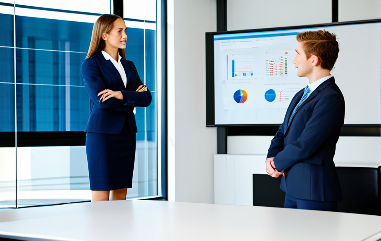 Business Meeting Success**

"A confident businesswoman in a professional skirt suit, presenting a project in a modern, brightly lit conference room, fully clothed, appropriate attire, safe for work, perfect anatomy, natural proportions, dynamic pose, professional photography, high quality."

**