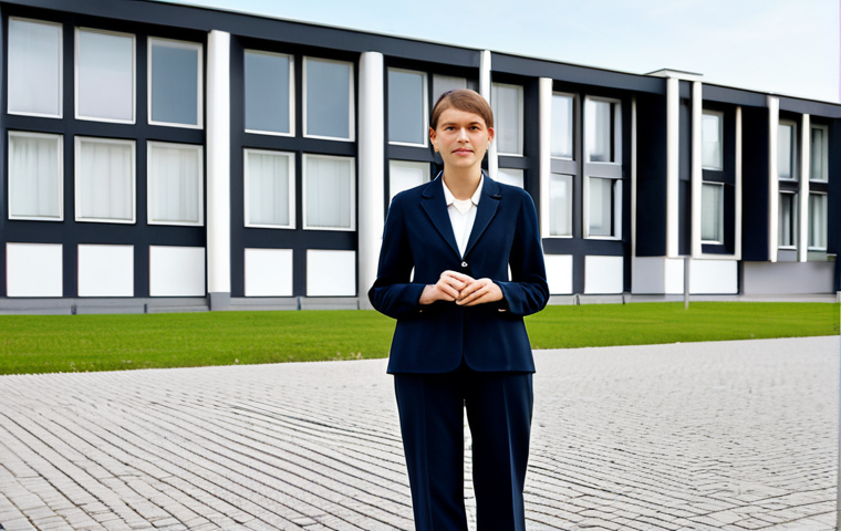 **

"A professional female architect, fully clothed in a stylish yet modest outfit (blouse, trousers, blazer), standing confidently in front of the Bauhaus Dessau building, Germany. Natural light, perfect anatomy, well-formed hands, professional photography, high resolution, safe for work, appropriate content, professional, family-friendly."

**