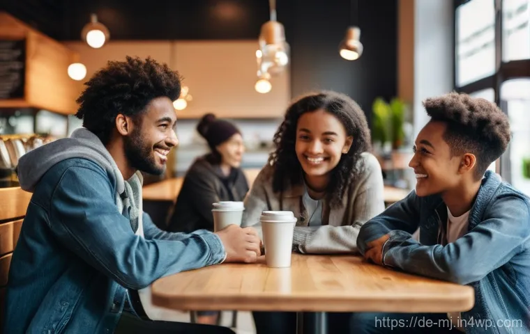 비언어적 커뮤니케이션에서의 피드백 기술 - **Prompt:** A group of diverse young adults (approximately 16-18 years old), casually dressed in mod...