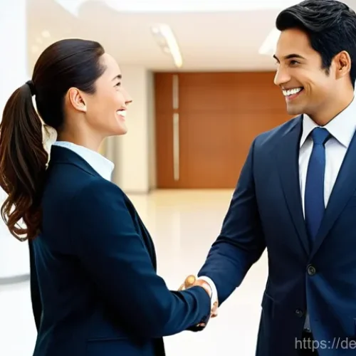 Home 28 비언어적 신호와 직업적 성공의 관계 - **Prompt:** A professional and confident businesswoman in her late 30s, dressed in a sharp, tailored...