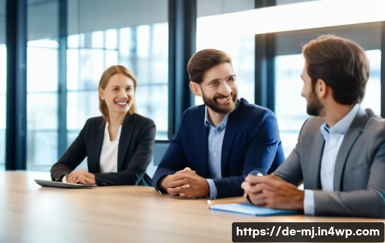 비언어적 신호의 강력한 힘 이해하기 - A professional office meeting scene in a modern German workspace, showing diverse colleagues engaged...